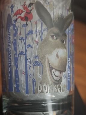 Donkey Illustrated Glass Tumbler - Blue and Gray Design